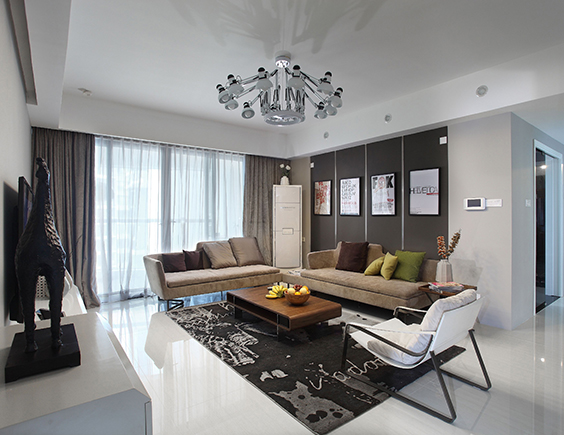 麒麟嘉园128现代简约风格三居室beat365手机版客户端ios_365娱乐_365bet安卓中文客户端效果图